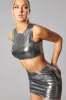 Silver Metallic Sleeveless Crop Top & Mini Skirt Set - Aiko sold by Rebellious Fashion