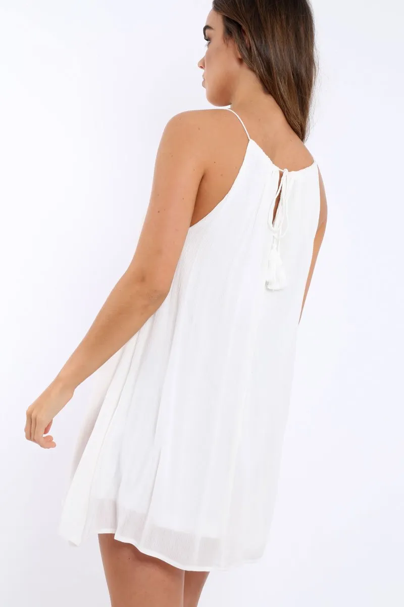 White Tie Neck Shift Dress - Estella sold by Rebellious Fashion product image thumbnail 4