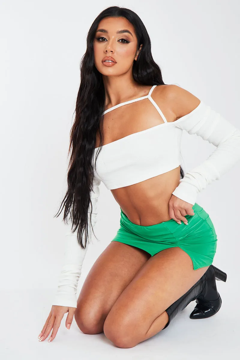 White Rib Square Strap Front Crop Top - Addison sold by Rebellious Fashion product image thumbnail 2