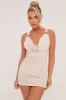Stone Cowl Neck Ruched Bodycon Mini Dress - Luca sold by Rebellious Fashion