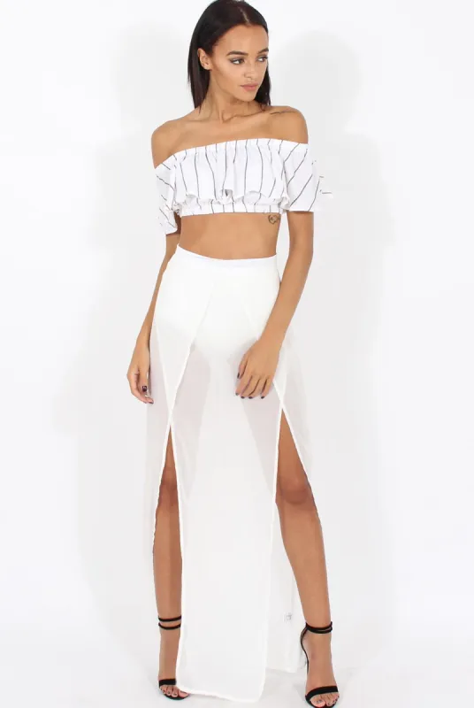White High Waisted Sheer Maxi Skirt - Ivy sold by Rebellious Fashion