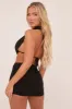 Black Three Piece Cowl Neck Crop Top & Mini Skirt Co-ord Set - Jocelyn sold by Rebellious Fashion