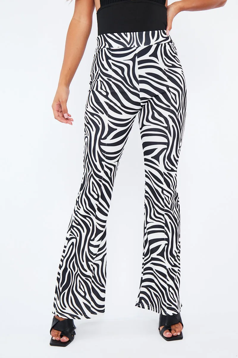 Black And White Zebra Print Wide Leg Trousers - Tiya sold by Rebellious Fashion product image thumbnail 4