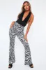 Black And White Zebra Print Wide Leg Trousers - Tiya sold by Rebellious Fashion