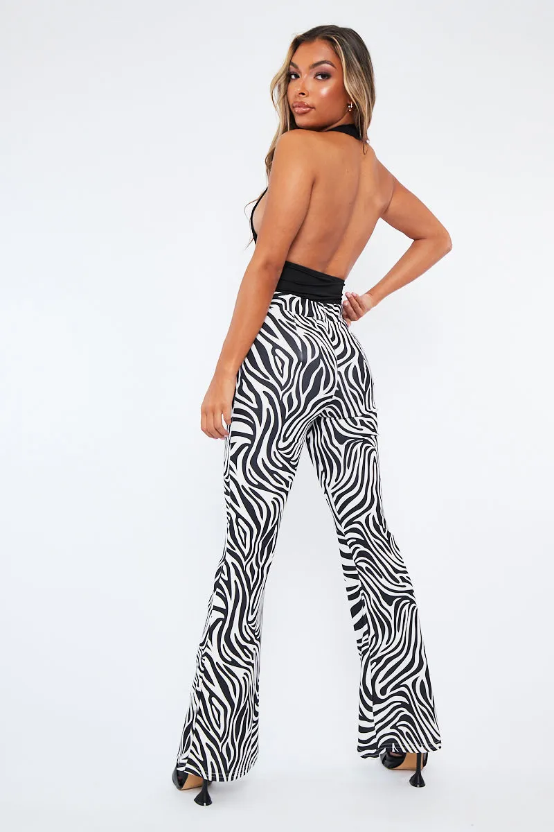 Black And White Zebra Print Wide Leg Trousers - Tiya sold by Rebellious Fashion product image thumbnail 5