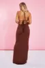 Chocolate Halter Neck Crop Top & Tie Waist Ruched Bum Maxi Skirt Set - Tilly sold by Rebellious Fashion