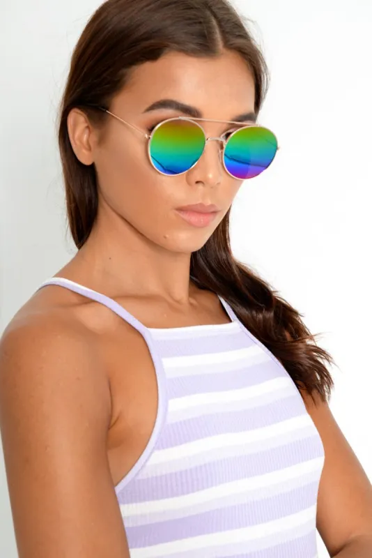 Rainbow Tinted Round Sunglasses - Guliana made by Rebellious Fashion