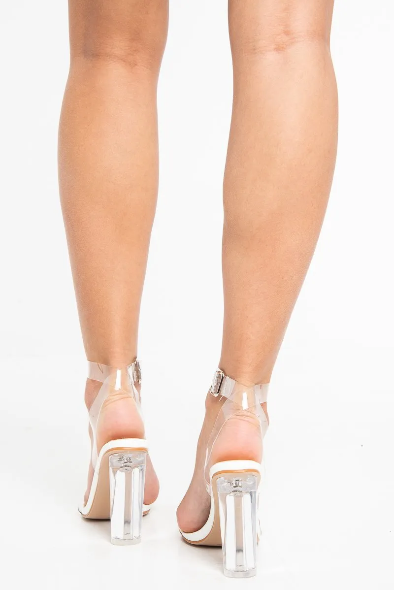 White Clear Strap Perspex Block Heels - Janice sold by Rebellious Fashion product image thumbnail 3