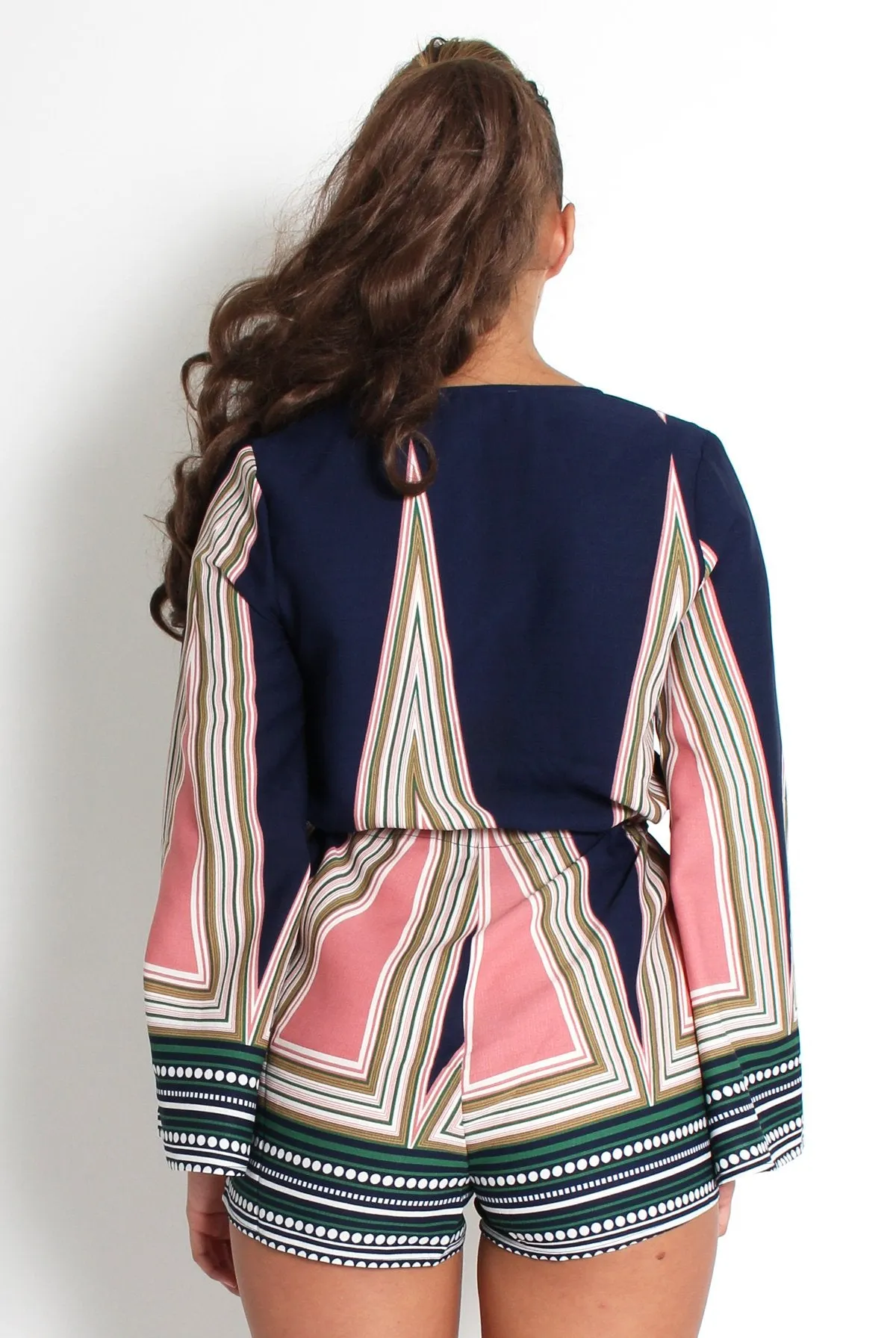 Baylee Blue Abstract Bell Sleeve Playsuit sold by Rebellious Fashion product image thumbnail 2