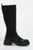 Black Quilted Detail Knee High Boots - Bethsy sold by Rebellious Fashion