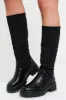 Black Quilted Detail Knee High Boots - Bethsy sold by Rebellious Fashion