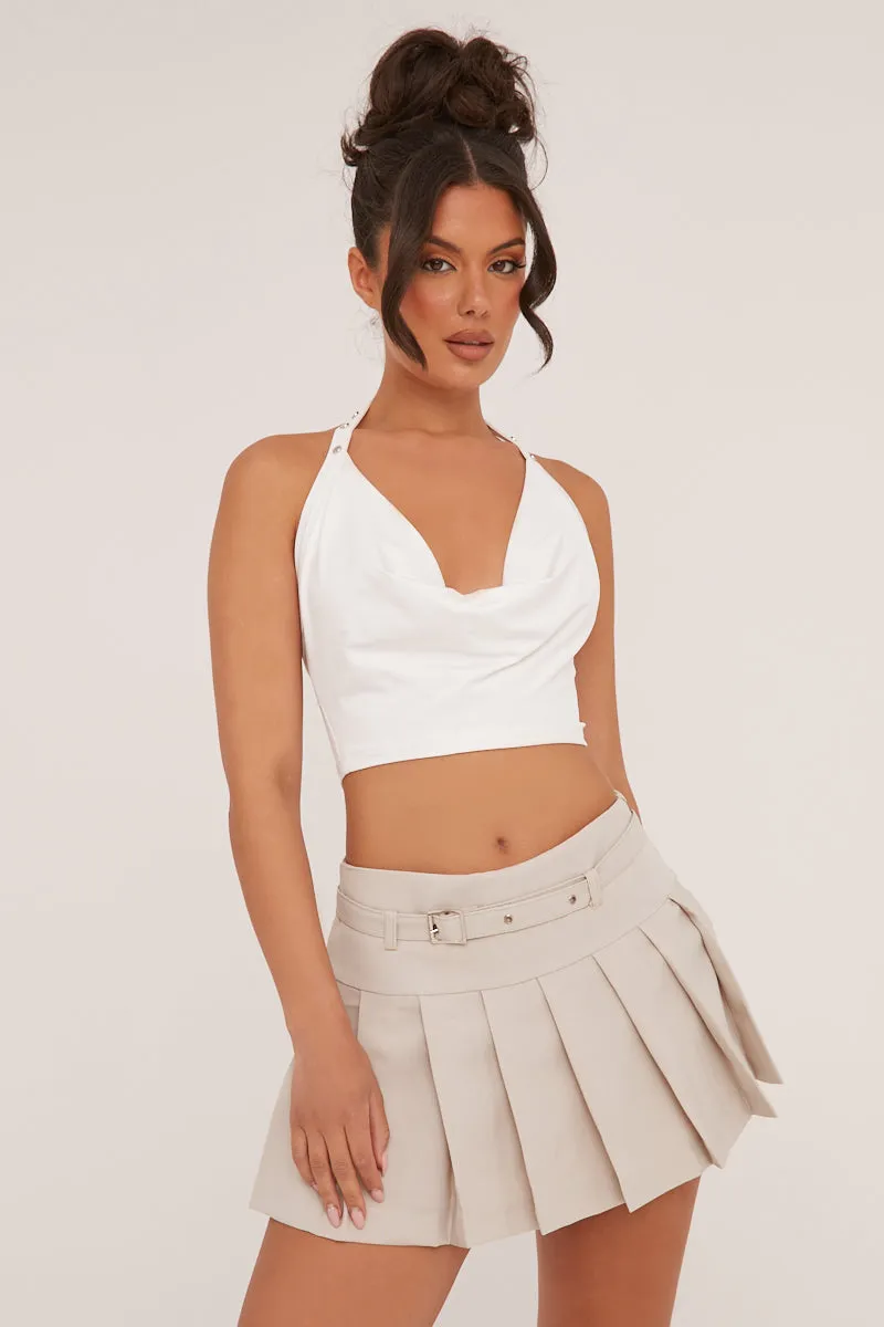 Stone Pleated Belt Detail Micro Mini Skirt - Violet sold by Rebellious Fashion
