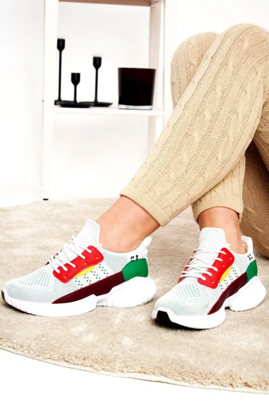 White Rippled Sole Trainers - Happiness sold by Rebellious Fashion