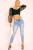 Black Polka Dot Organza Sleeve Crop Top - Bianca sold by Rebellious Fashion