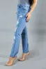 Light Blue Distressed Straight Leg Jeans - Nikia sold by Rebellious Fashion