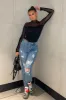 Light Blue Distressed Straight Leg Jeans - Nikia sold by Rebellious Fashion