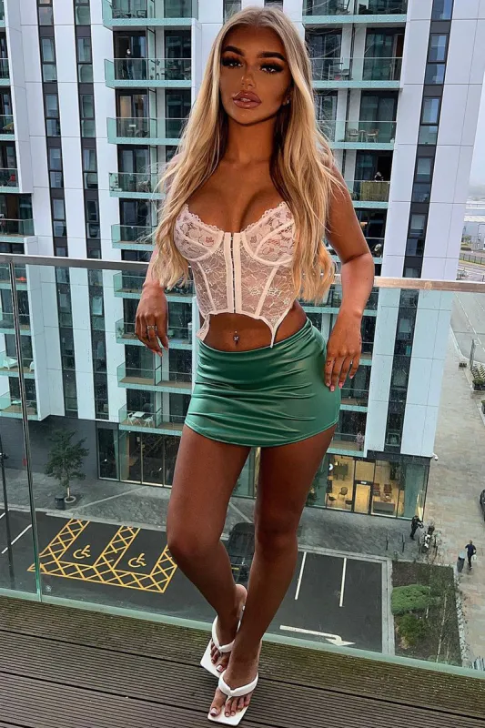 Green PU Round Hem Micro Mini Skirt - Lexus sold by Rebellious Fashion