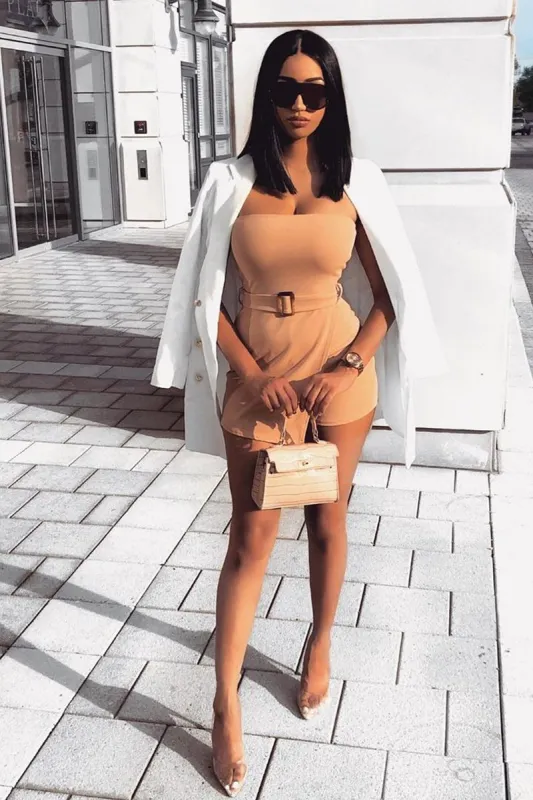 Stone Bandeau Belted Playsuit - Malie sold by Rebellious Fashion