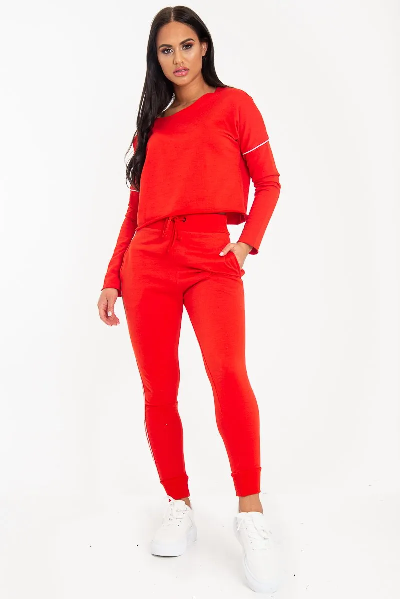 Red White Detail Line Sweatshirt and Jogger Set - Shealee sold by Rebellious Fashion product image thumbnail 2