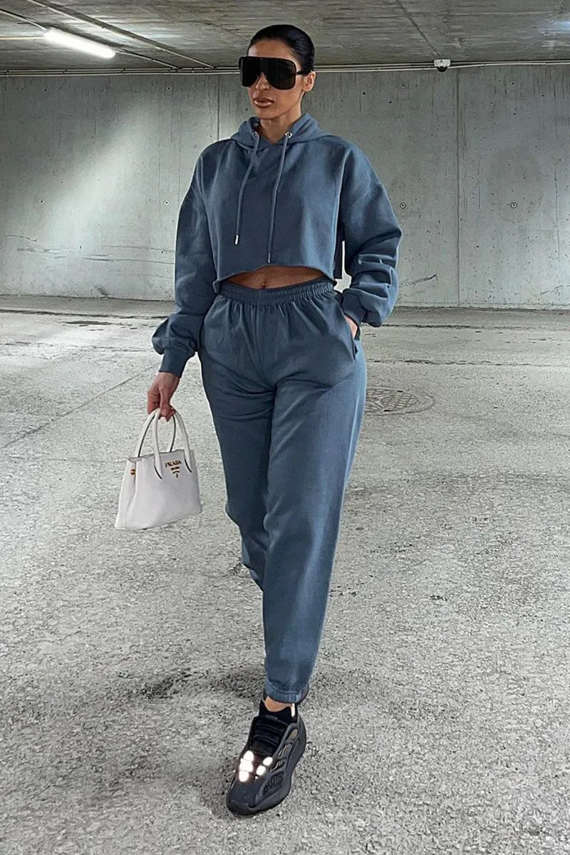 Dark Grey Cropped Oversized Hoodie and Joggers Co-ord - Karenza sold by Rebellious Fashion product image thumbnail 2