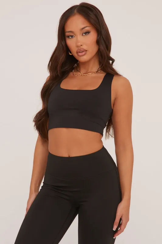 Black Square Neck Sleeveless Cropped Top - Alexa sold by Rebellious Fashion