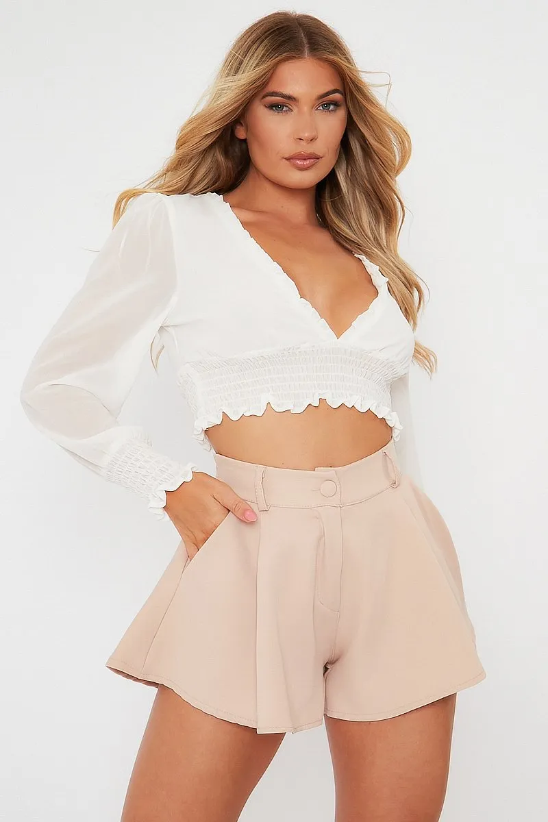 White Shirred Waist Long Sleeve Top - Ima sold by Rebellious Fashion product image thumbnail 2