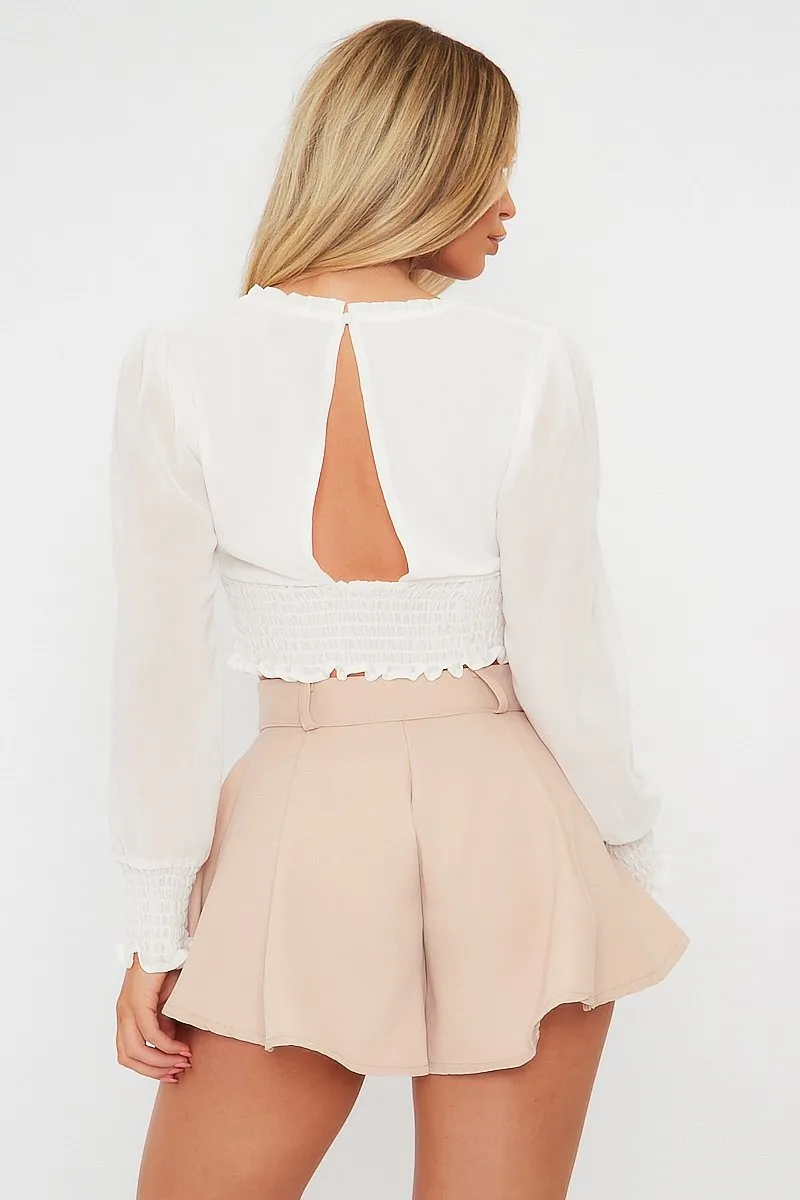 White Shirred Waist Long Sleeve Top - Ima sold by Rebellious Fashion product image thumbnail 4