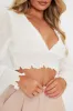 White Shirred Waist Long Sleeve Top - Ima sold by Rebellious Fashion