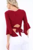 Wine Plunge Bell Sleeve Crop Top - Merla sold by Rebellious Fashion