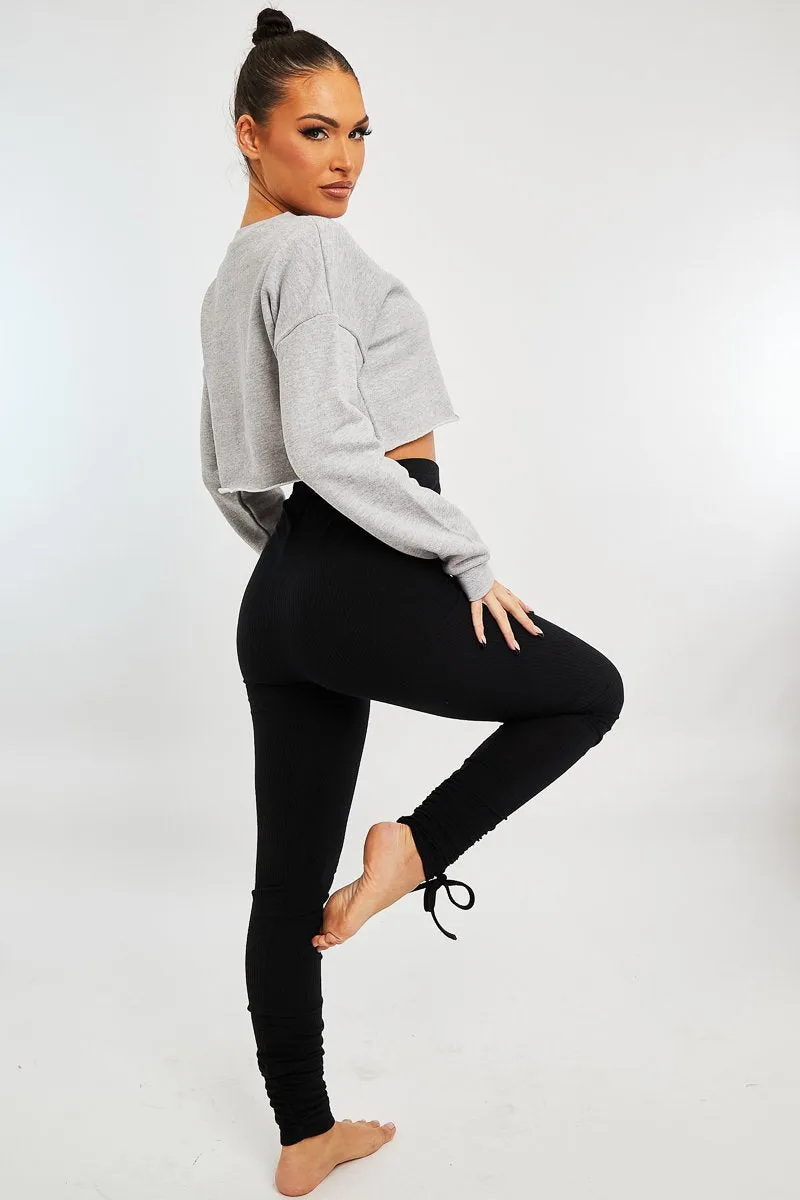 Black Ribbed Ruched Ankle Leggings - Hollyann sold by Rebellious Fashion product image thumbnail 3