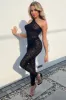 Black Leopard Print Mesh Jumpsuit - Itza sold by Rebellious Fashion
