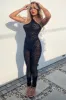 Black Leopard Print Mesh Jumpsuit - Itza sold by Rebellious Fashion