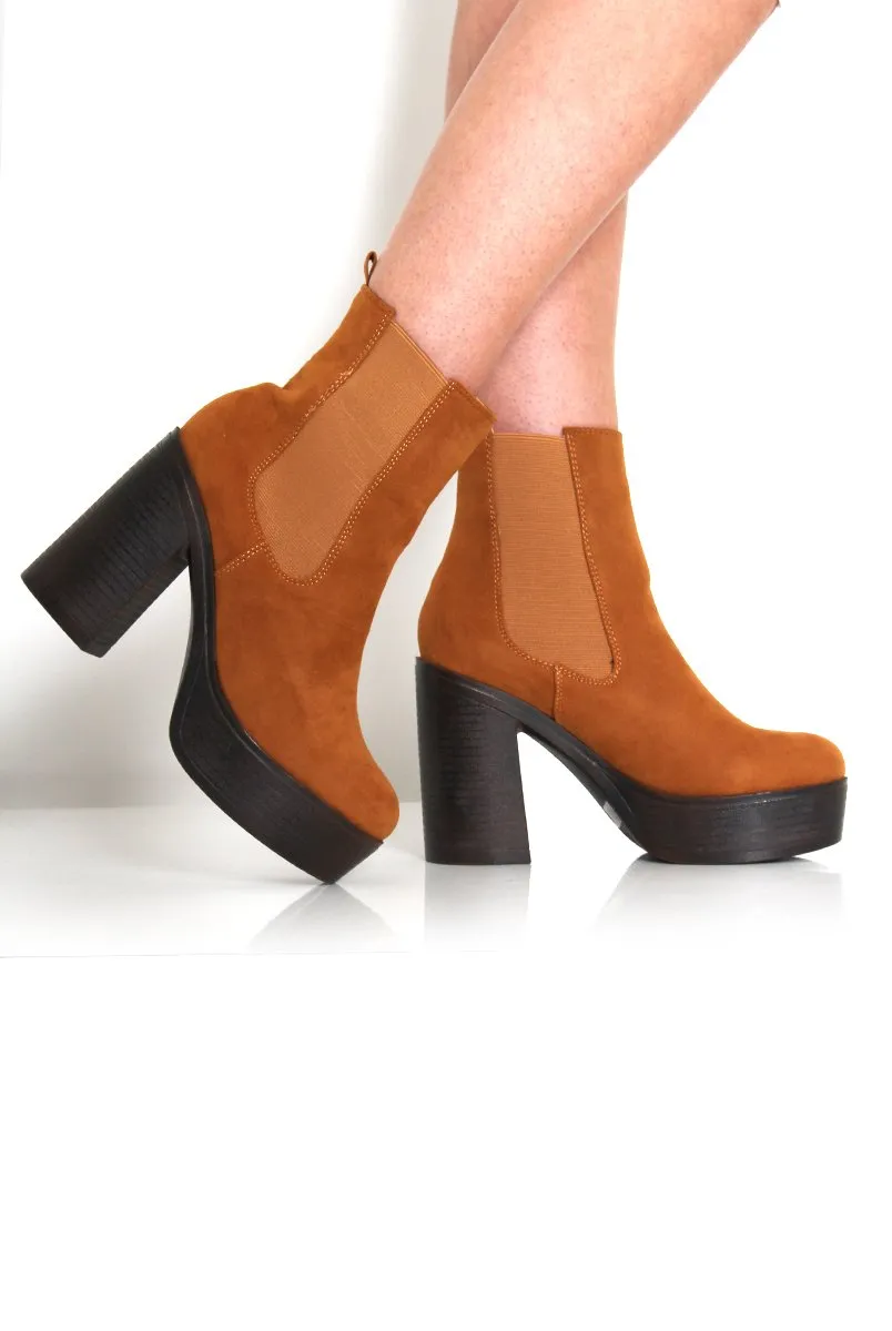 Lona Tan Suede Platform Boots sold by Rebellious Fashion product image thumbnail 2