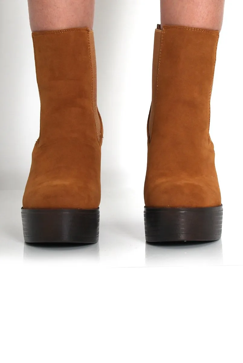 Lona Tan Suede Platform Boots sold by Rebellious Fashion product image thumbnail 3