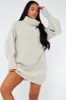 Beige Turtle Neck Knit Jumper Dress - Brooke sold by Rebellious Fashion