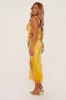 Yellow Abstract Print Bandeau Crop Top & Midi Skirt Co-ord Set - Savannah sold by Rebellious Fashion