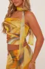 Yellow Abstract Print Bandeau Crop Top & Midi Skirt Co-ord Set - Savannah sold by Rebellious Fashion