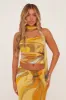 Yellow Abstract Print Bandeau Crop Top & Midi Skirt Co-ord Set - Savannah sold by Rebellious Fashion
