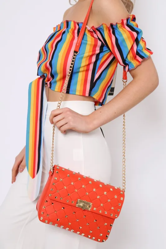 Scarlet Studded Cross Body Bag - Cherry sold by Rebellious Fashion