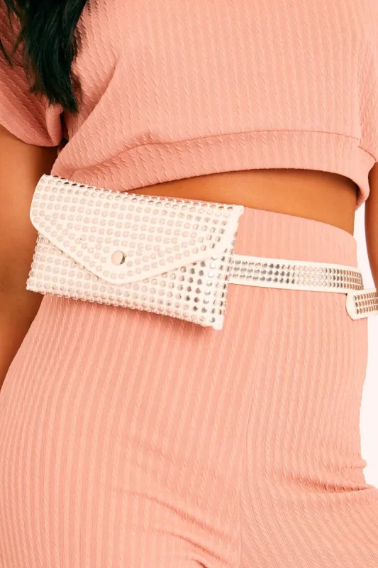 White Stud Embellished Bum Bag - Roni sold by Rebellious Fashion