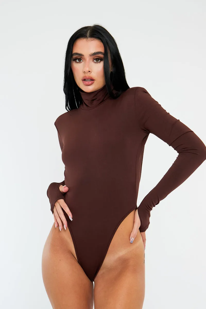 Chocolate Backless High Neck Bodysuit - Tilli sold by Rebellious Fashion product image thumbnail 3
