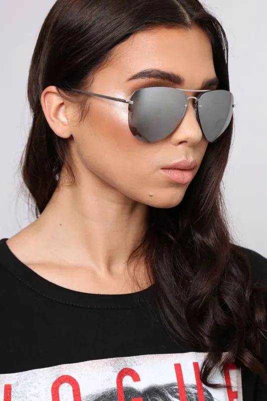 Silver Reflective Aviator Sunglasses - Rhio sold by Rebellious Fashion