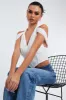 White Mesh Corset Halter Neck Crop Top - Soleen sold by Rebellious Fashion