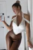 White Mesh Corset Halter Neck Crop Top - Soleen sold by Rebellious Fashion