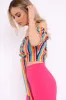 Rainbow Stripe Ruched Bardot Gypsy Crop Top - Katerin sold by Rebellious Fashion