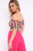 Rainbow Stripe Ruched Bardot Gypsy Crop Top - Katerin sold by Rebellious Fashion