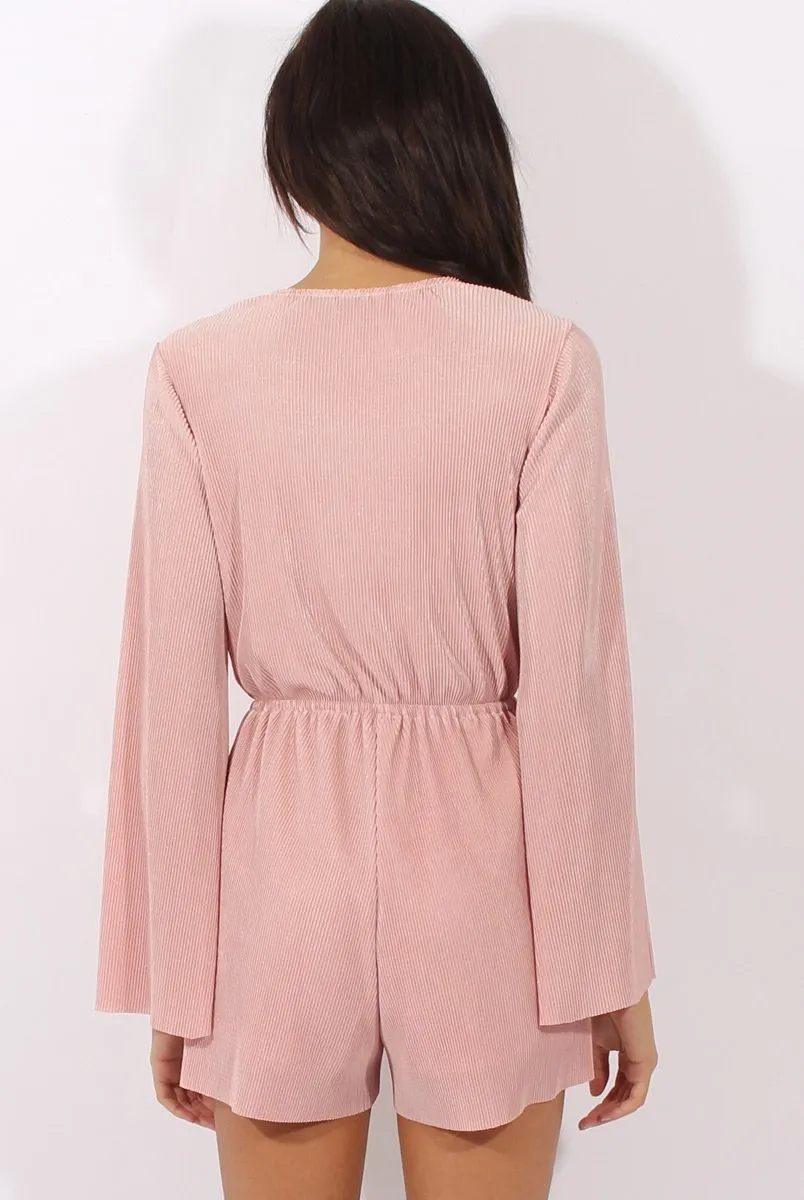 Pink Pleated Flared Sleeve Playsuit - Amity sold by Rebellious Fashion product image thumbnail 3