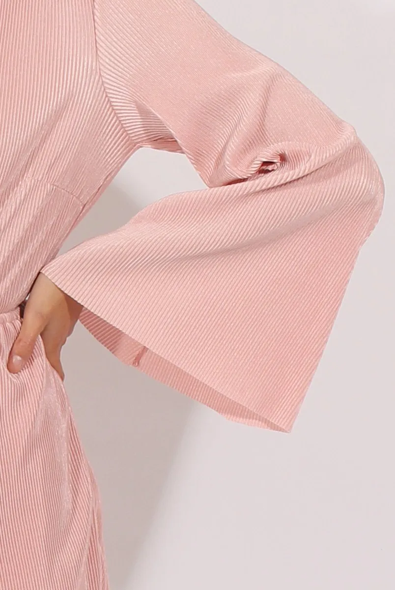 Pink Pleated Flared Sleeve Playsuit - Amity sold by Rebellious Fashion product image thumbnail 5