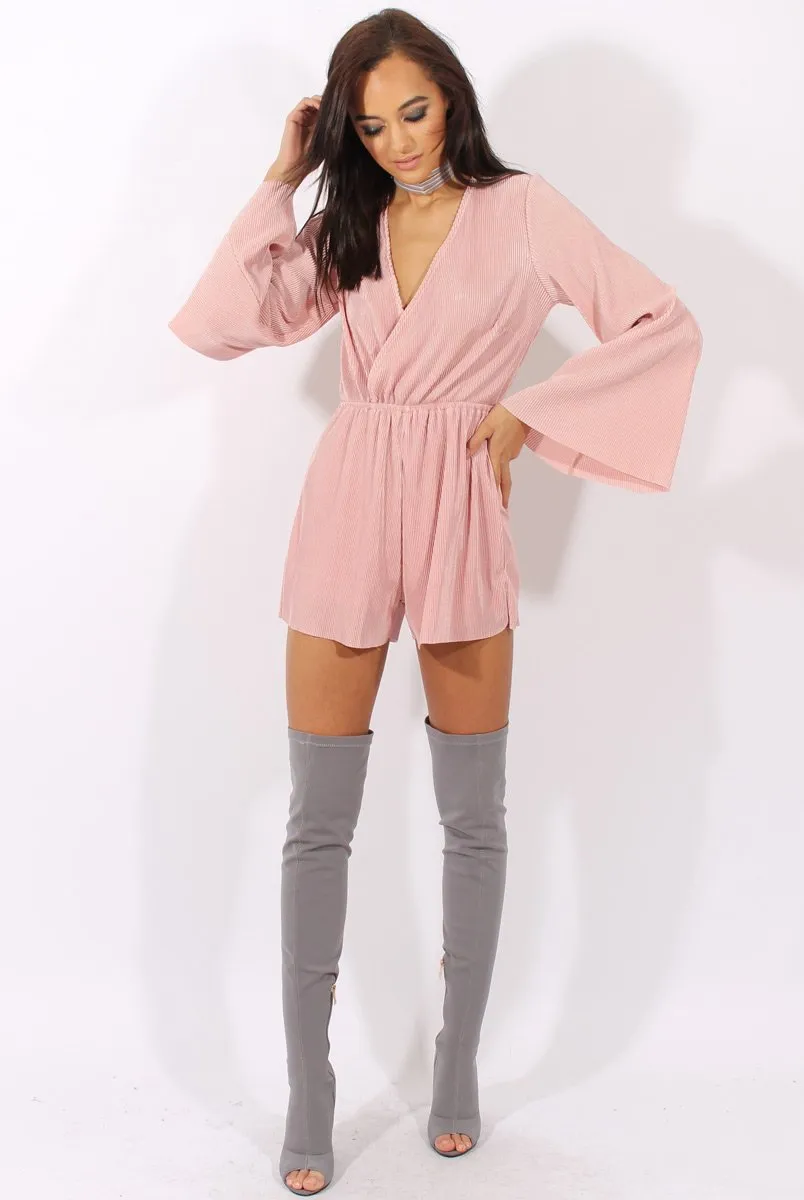 Pink Pleated Flared Sleeve Playsuit - Amity sold by Rebellious Fashion product image thumbnail 4