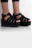 Bethany Black Flatform Strappy Sandals sold by Rebellious Fashion